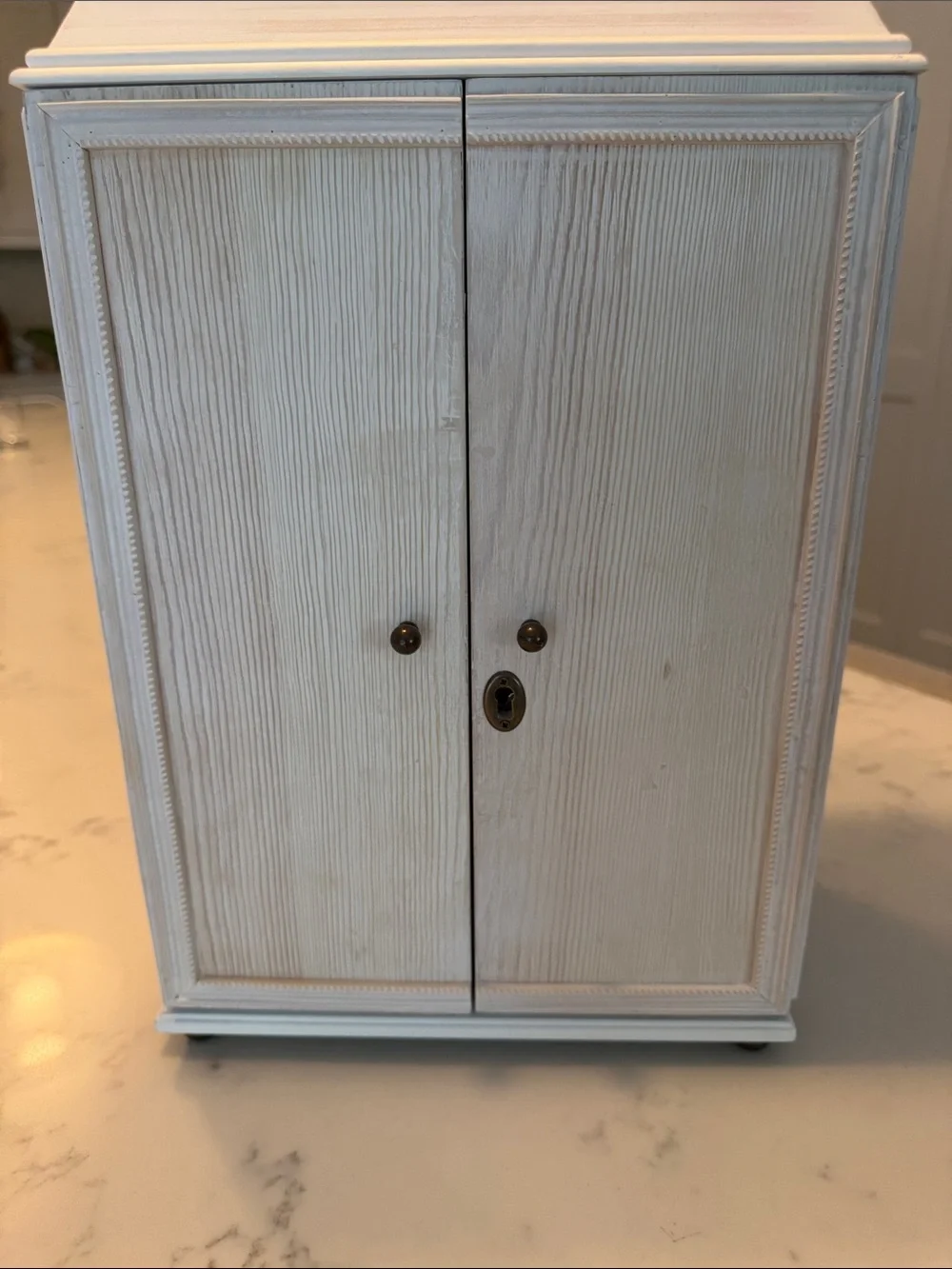 Pottery Barn White Wood Jewelry Storage Cabinet Armoire.